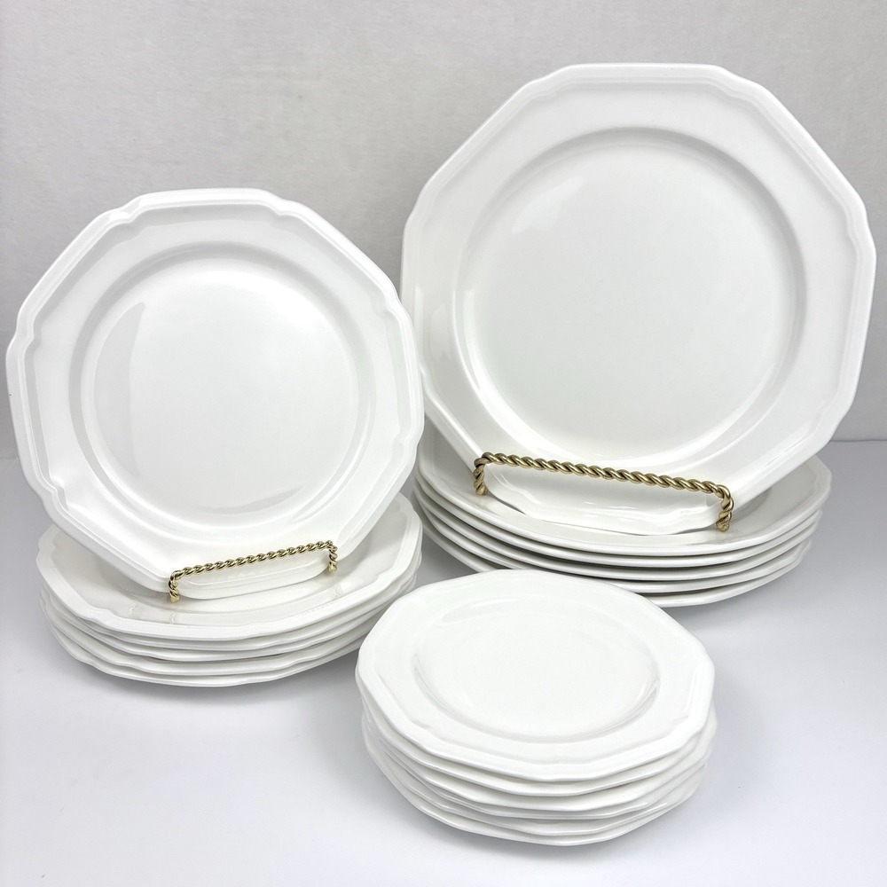Mikasa Antique White Bone China 18 Pc Plate Set Dinner Salad Dessert Serv. For 6